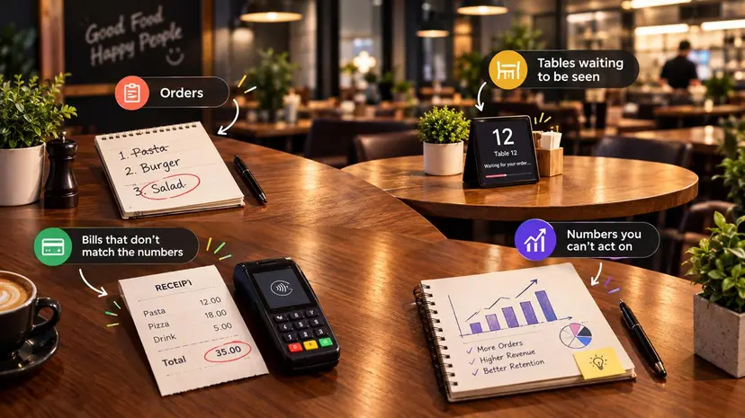 Orders, table management, billing and reports working together