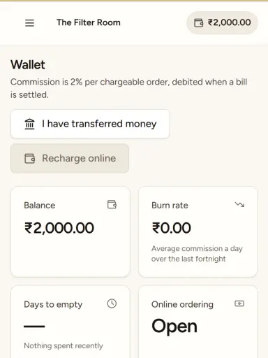 Servkro prepaid wallet dashboard